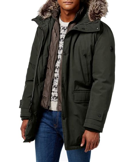 michael kors faux fur trim parka mens|Faux Fur.